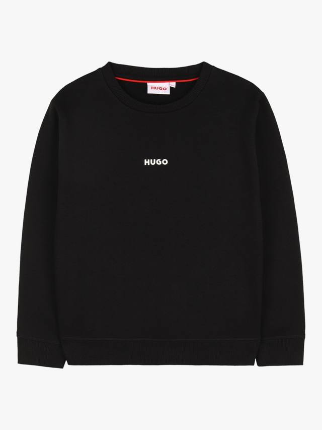 

Детский свитшот из хлопковой смеси с круглым вырезом HUGO BOSS, Black