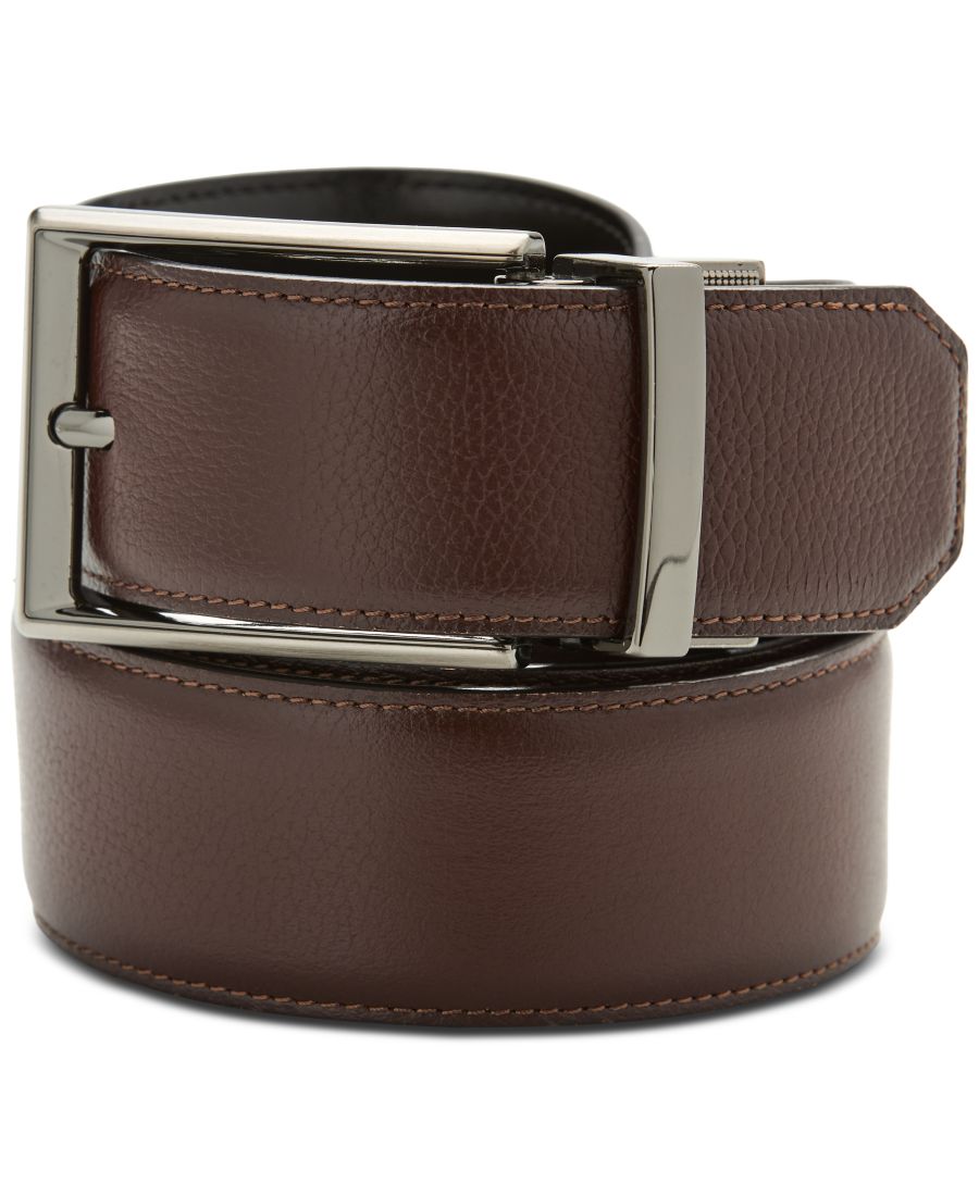 

Мужской ремень с двойной строчкой Perry Ellis Portfolio, Dark Brown