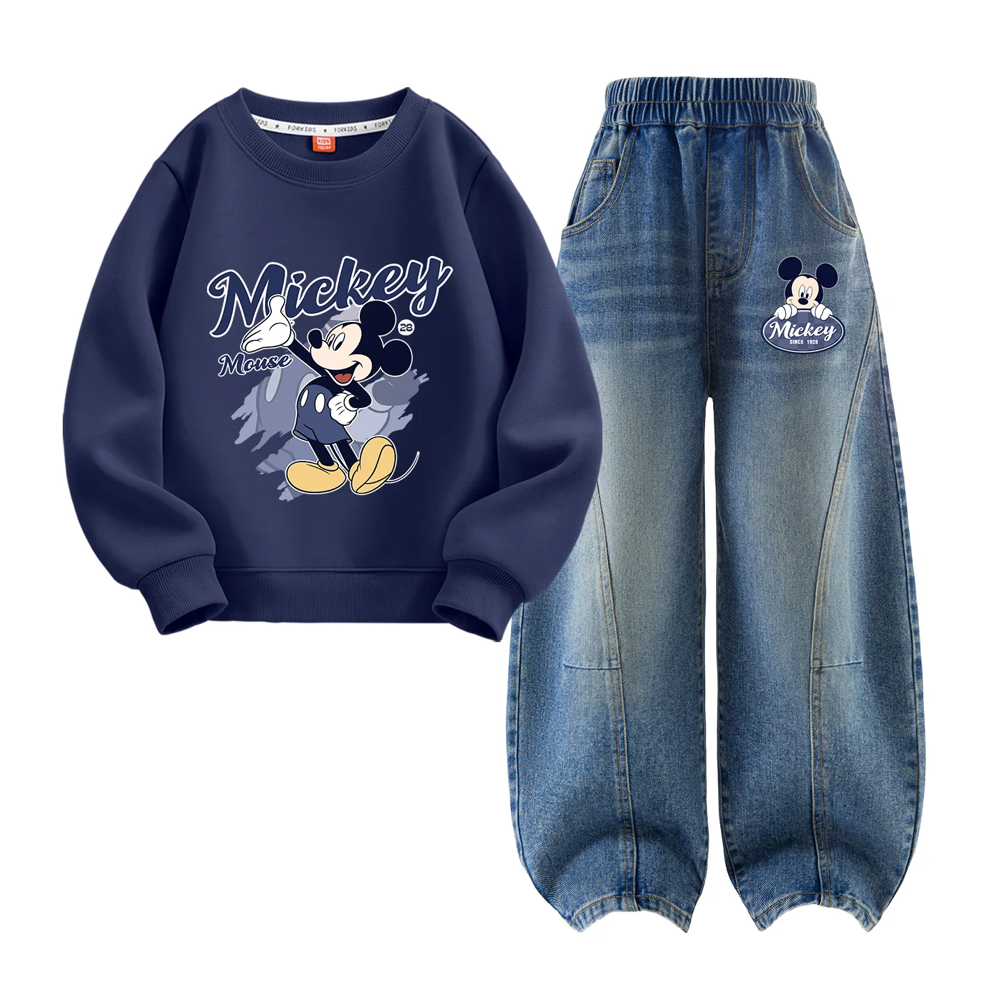 Детская повседневная спортивная футболка с круглым вырезом Disney, Diyaqi Navy Blue+Diyaqi K Denim Blue — фото 4