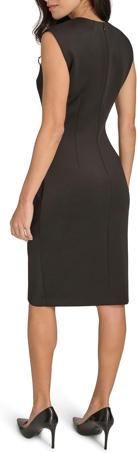 Женское базовое платье-футляр Calvin Klein с перекрещивающимся вырезом, Black — фото 4