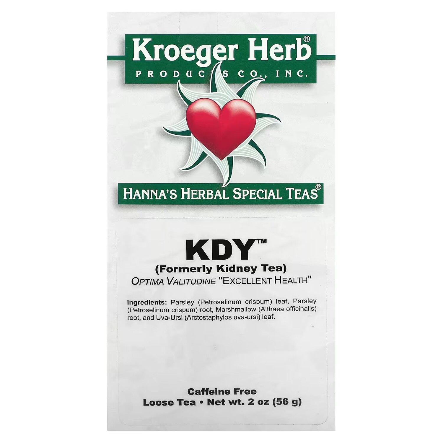 

Специальные травяные чаи Hanna's, KDY, без кофеина, 2 унции (56 г) Kroeger Herb Co