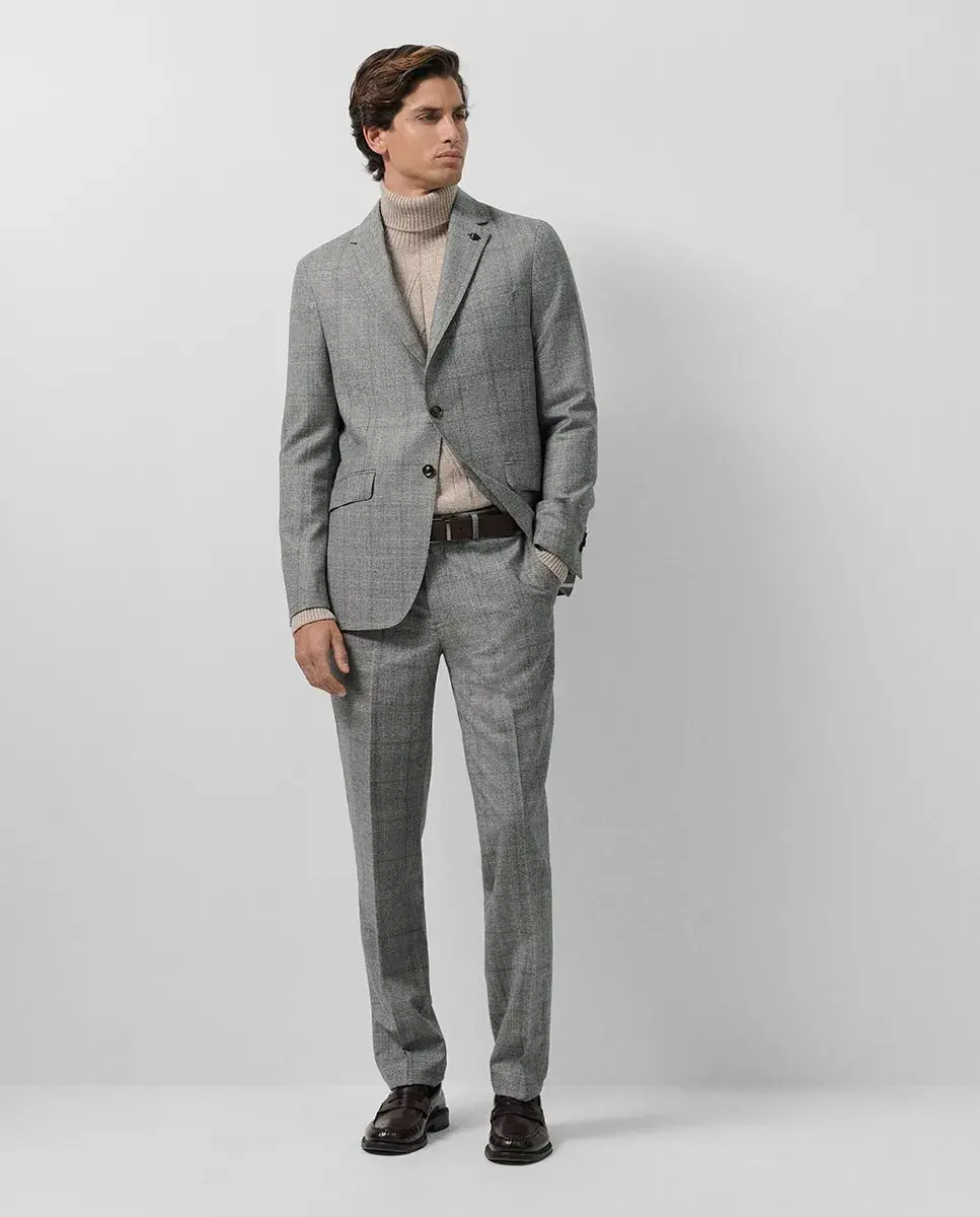 

Мужские шерстяные клетчатые брюки Roberto Verino, темно-серый