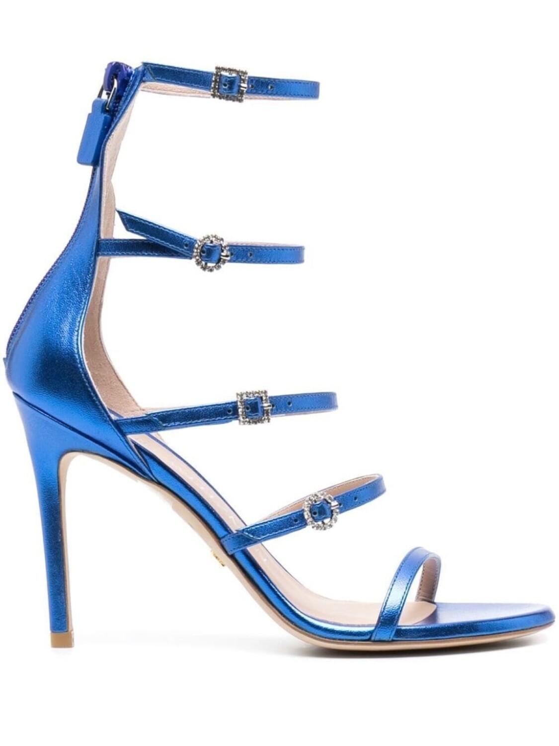 Stuart Weitzman босоножки с эффектом металлик и кристаллами, синий