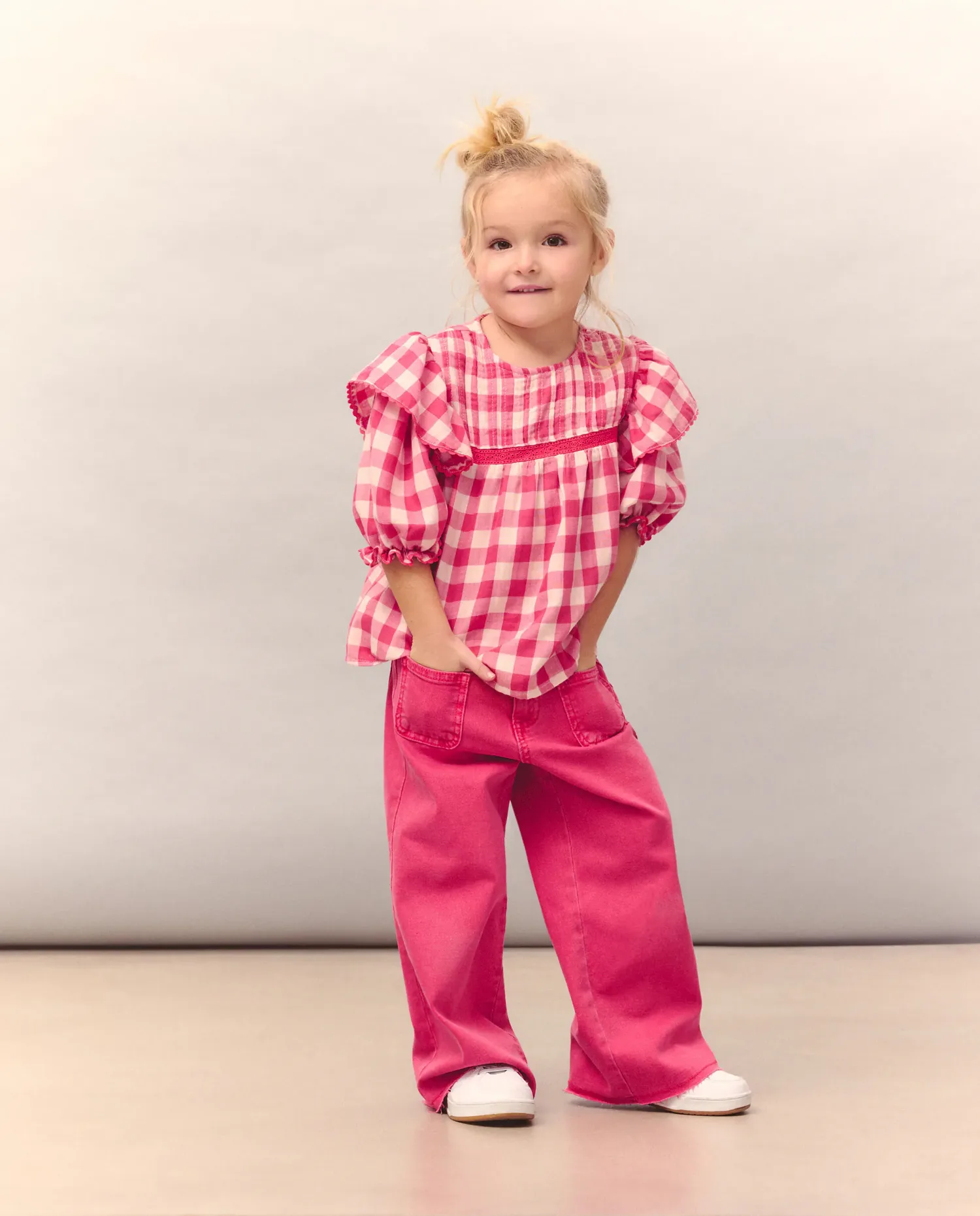 Детские брюки из саржи широкие Kids El Corte Inglés, темно-розовый
