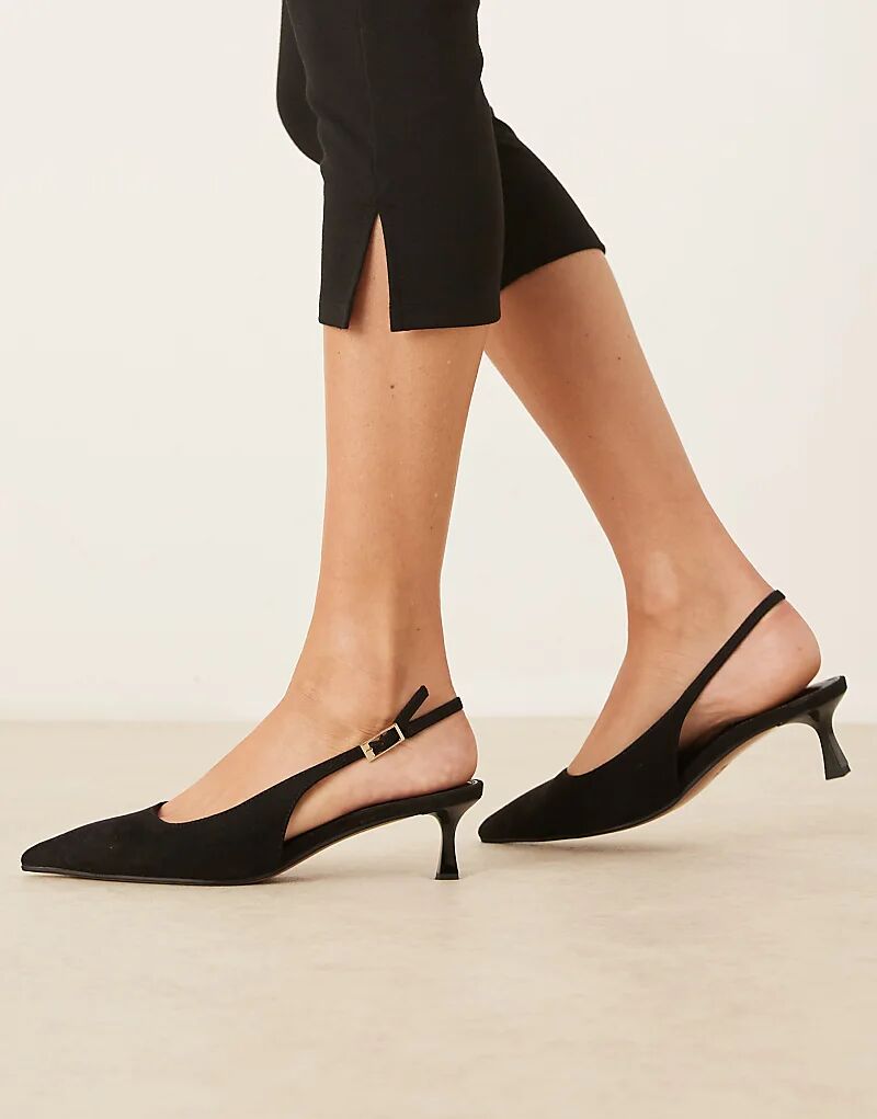 Туфли ASOS DESIGN Skip с открытой пяткой и каблуком-рюмочкой из черной замши