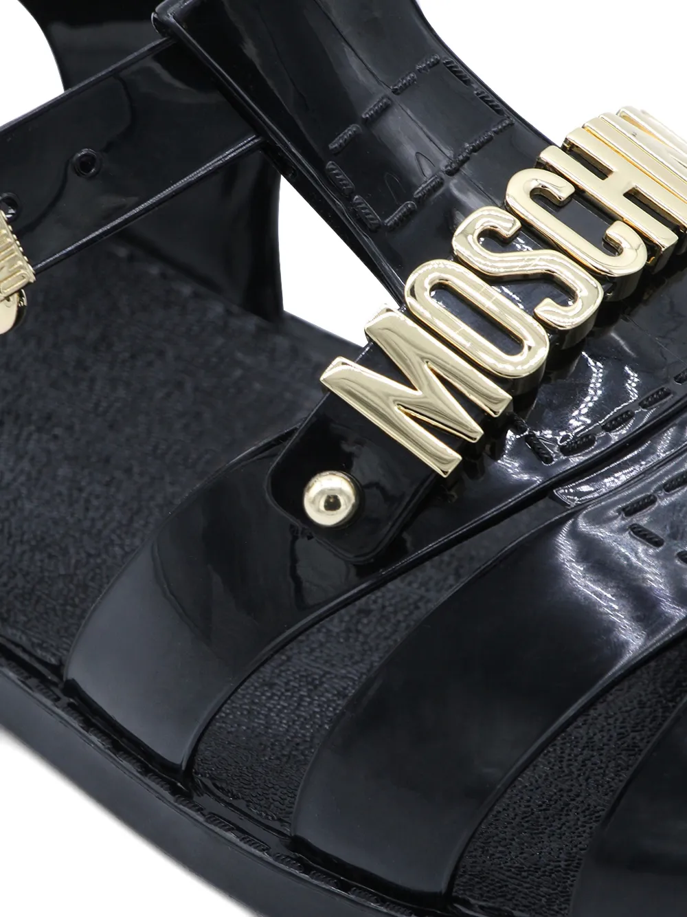 Сандалии с пряжкой с логотипом Moschino, черный — фото 4