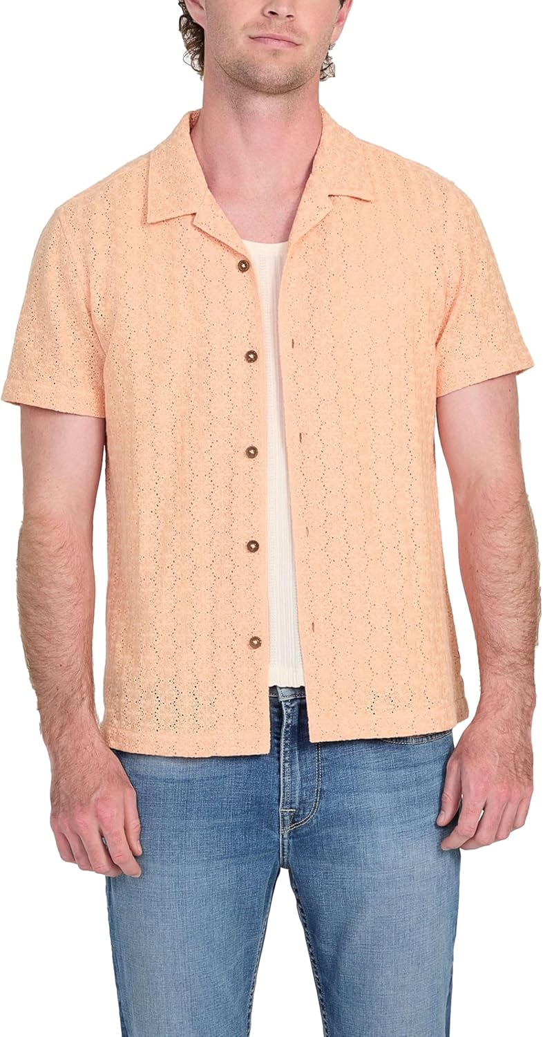 

Мужская короткая рубашка GUESS Wesley Crochet Resort, Energy Peach