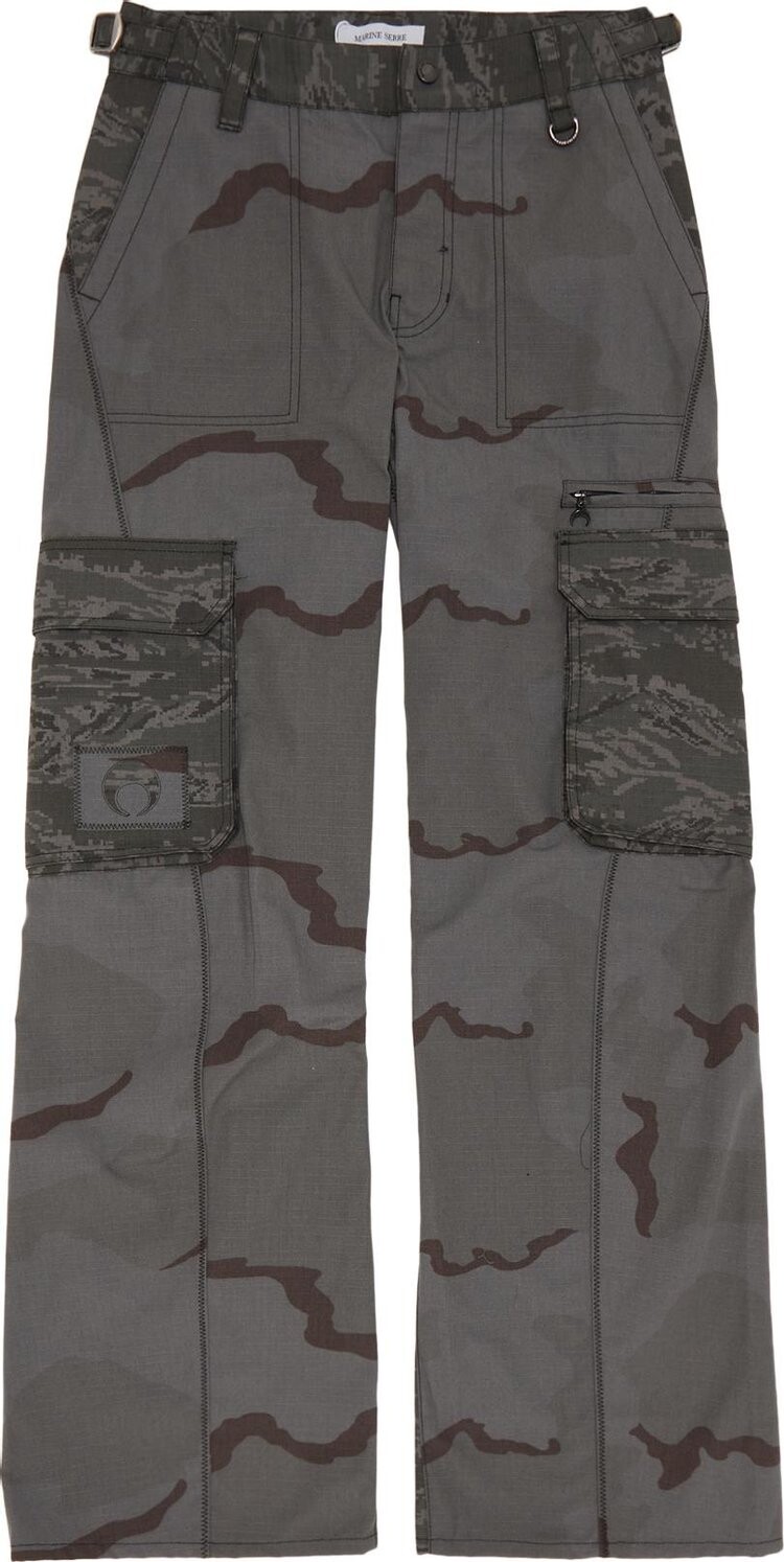 

Брюки Marine Serre Regenerated Camo Cargo 'Dark Grey', серый