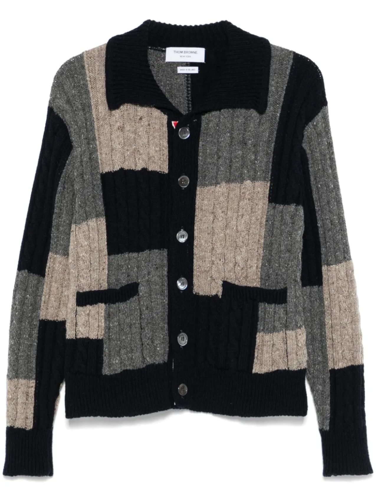 

Thom Browne фактурный кардиган в технике пэчворк, синий