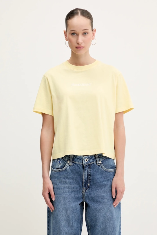 

Хлопковая футболка Guess Jeans, желтый
