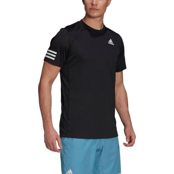 Футболка adidas Stripe Round Neck Pullover Logo Printing Solid Color Short Sleeve Black, мультиколор — фото 4