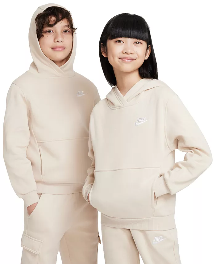

Спортивный флисовый худи с капюшоном Big Kids Club Nike, белый