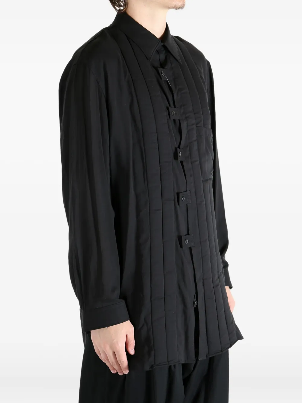 Стеганое пальто с панелями Yohji Yamamoto, черный — фото 4