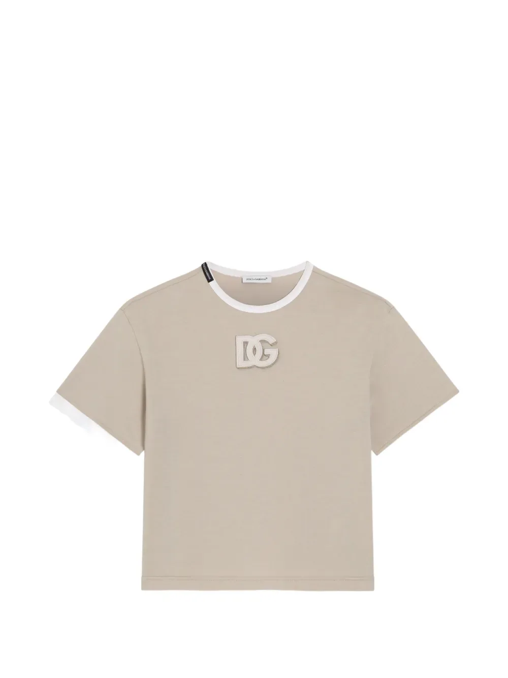Футболка из джерси с вышивкой DG Dolce & Gabbana Kids, бежевый