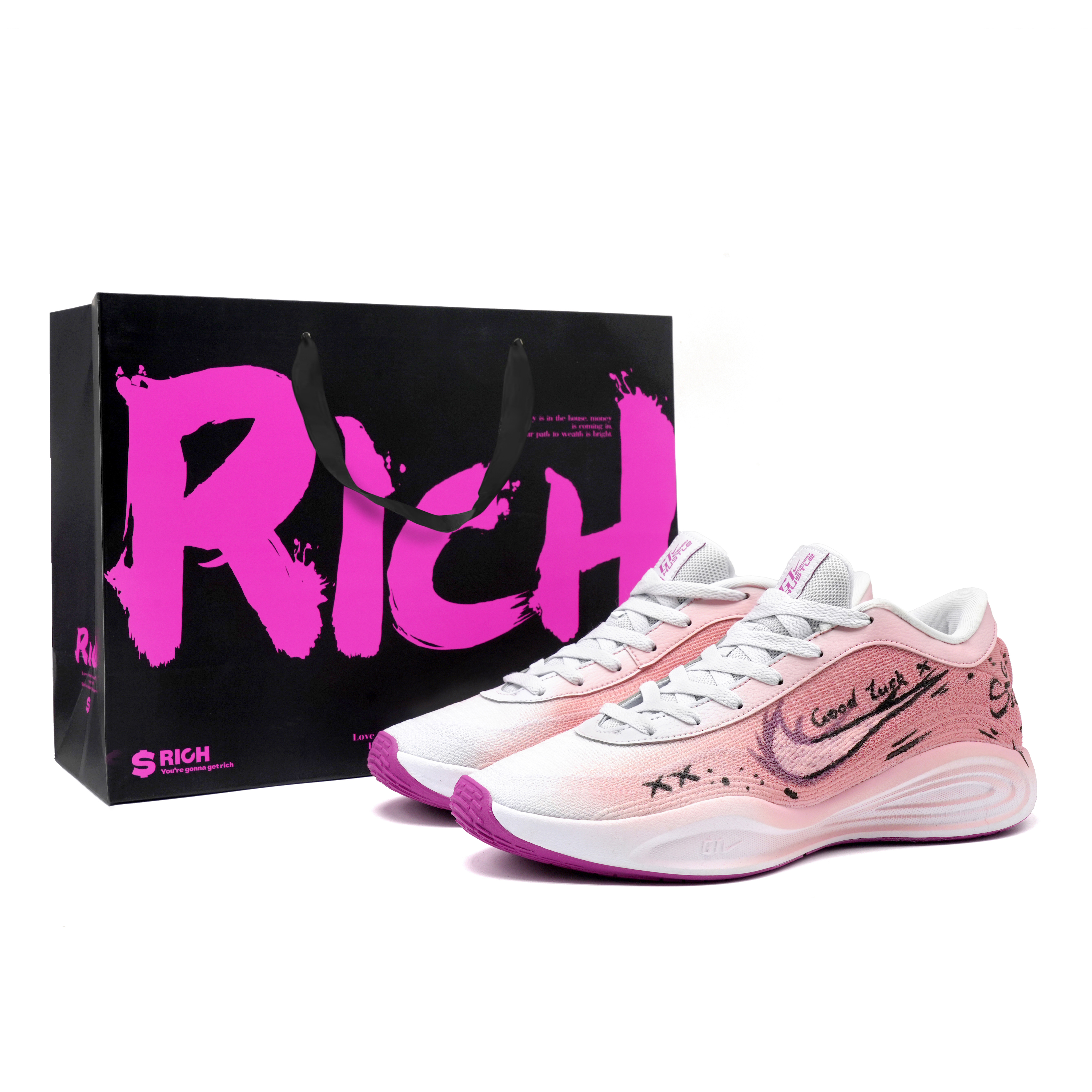 

Nike Баскетбольные кроссовки GT Hustle Academy Beach Holidays Shock Absorbers Low Top, мужские, черно-розовые