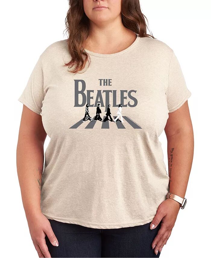 

Футболка-пуловер с принтом The Beatles размера плюс Hybrid Apparel, белый