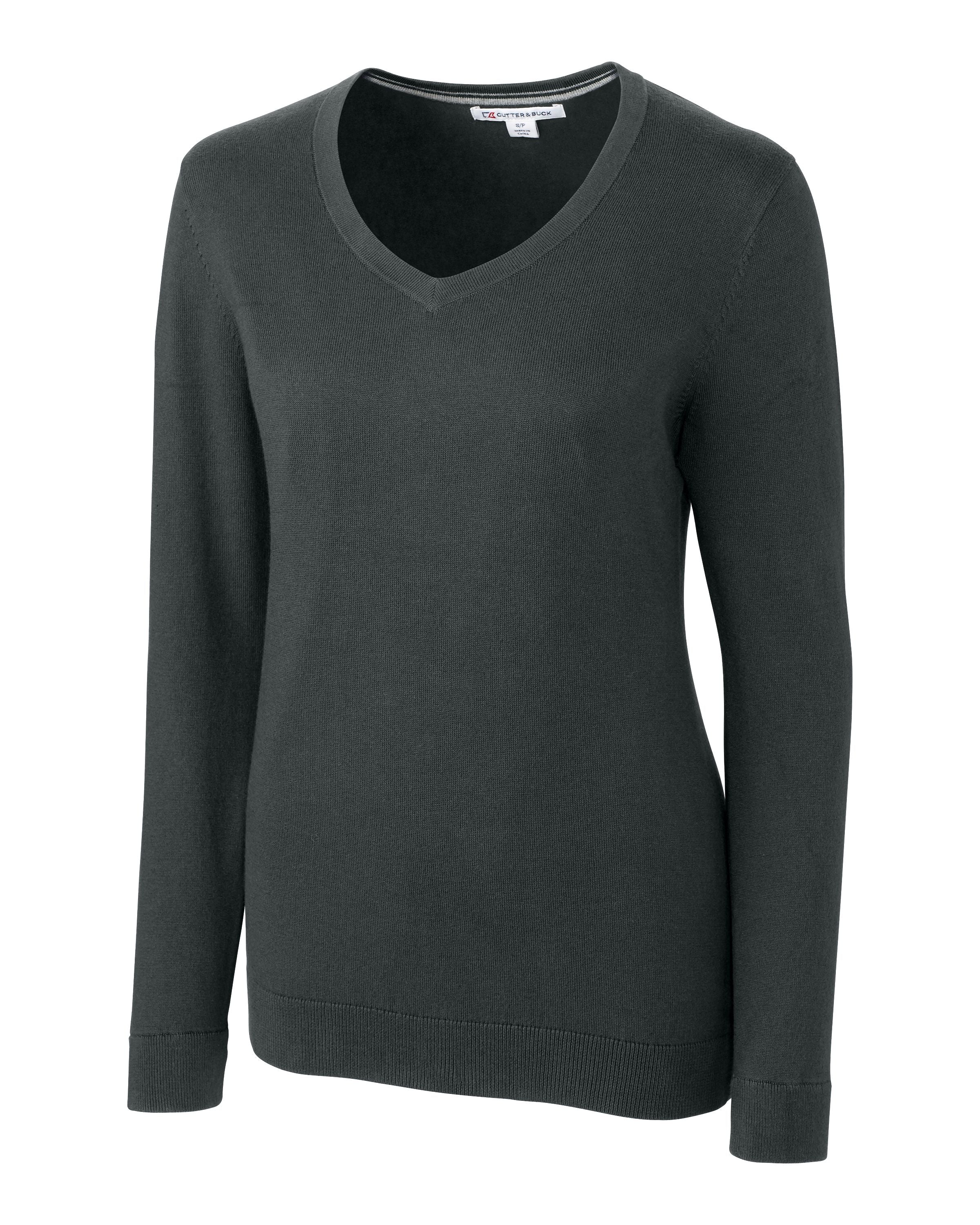 

Cutter & Buck Lakemont Tri-Blend Женский свитер-пуловер с V-образным вырезом, цвет charcoal heather