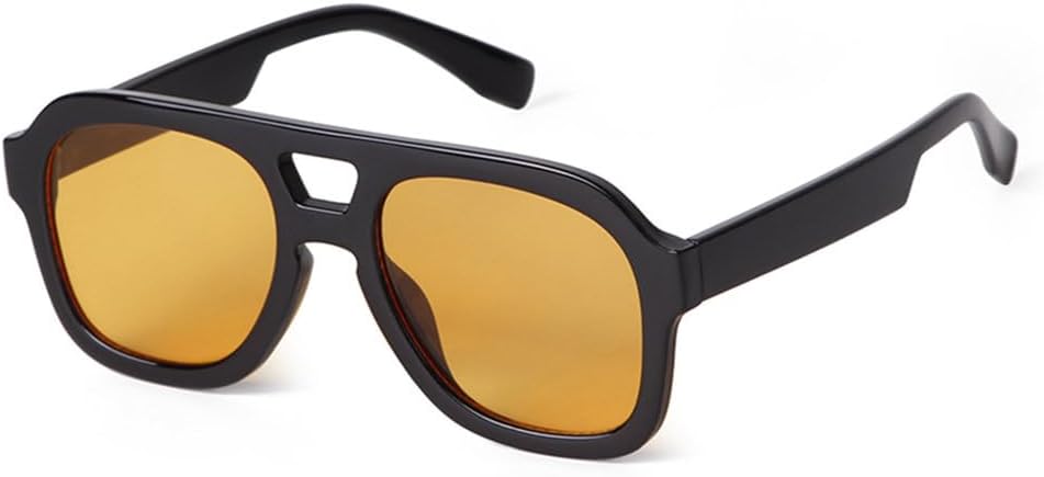 

Винтажные солнцезащитные очки в черепаховой оправе синего цвета для женщин и мужчин, модные, с двойной перемычкой, оранжевыми линзами, с защитой от УФ-излучения generic, C4