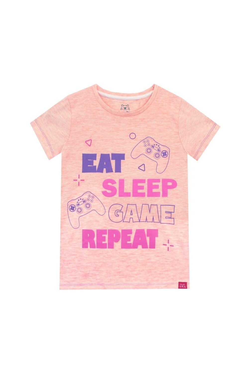 

Игровая футболка Eat Sleep с повторением Harry Bear, розовый