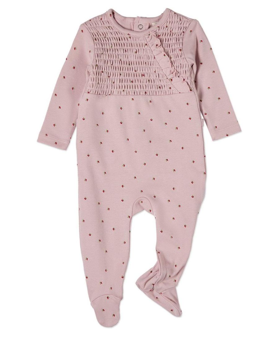 

Детский комбинезон для девочек "Sweet Cherry" из 100% хлопка с оборками и сборками MeMoi, Blush pink