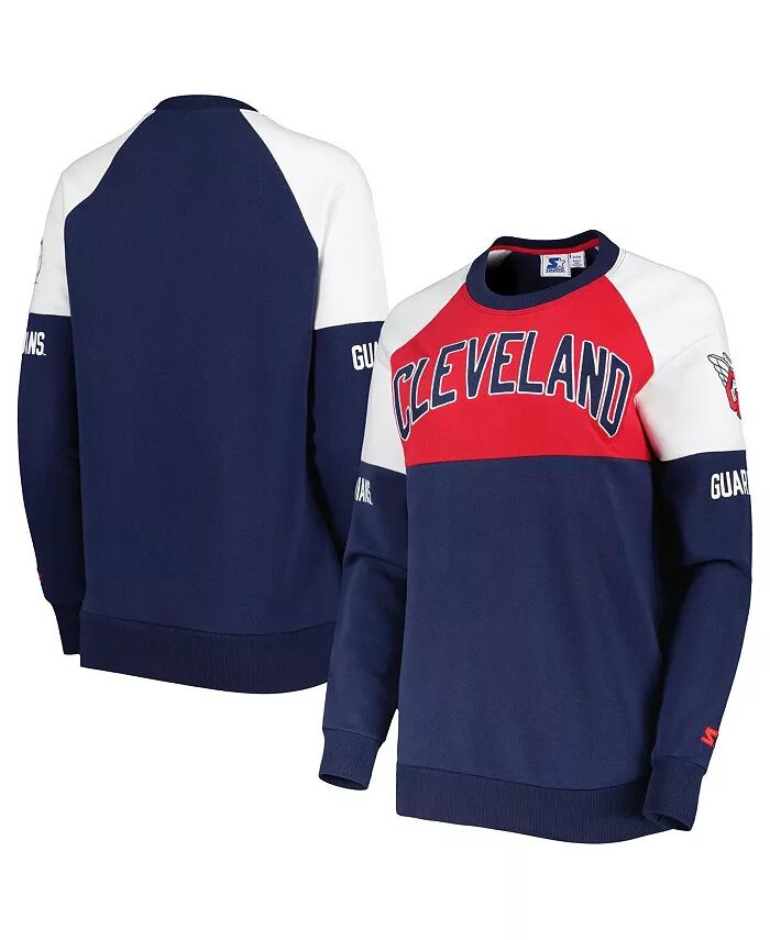 

Женская темно-синяя, красная толстовка-пуловер Cleveland Guardians Baseline Raglan Starter