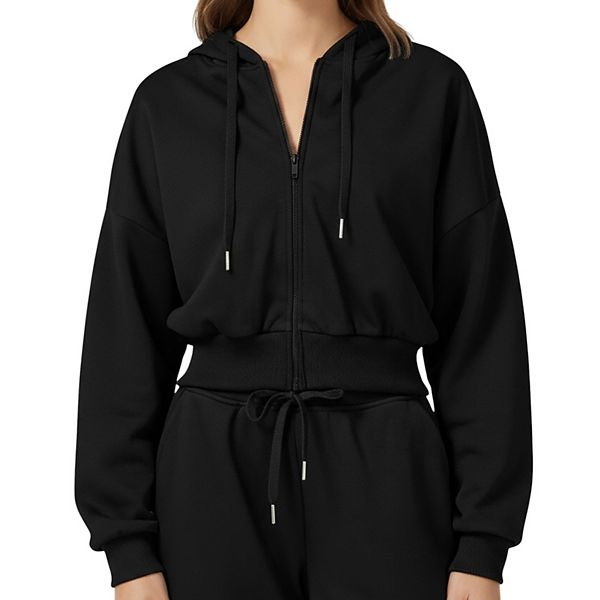 

Женская укороченная худи на молнии с капюшоном на шнурке и длинными рукавами Anna-Kaci, Black, Черный, Женская укороченная худи на молнии с капюшоном на шнурке и длинными рукавами Anna-Kaci, Black