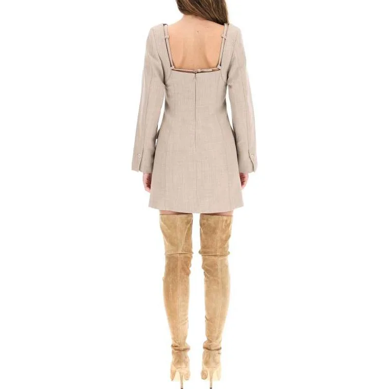 Женское платье с длинным рукавом Jacquemus, светло-коричневый — фото 4
