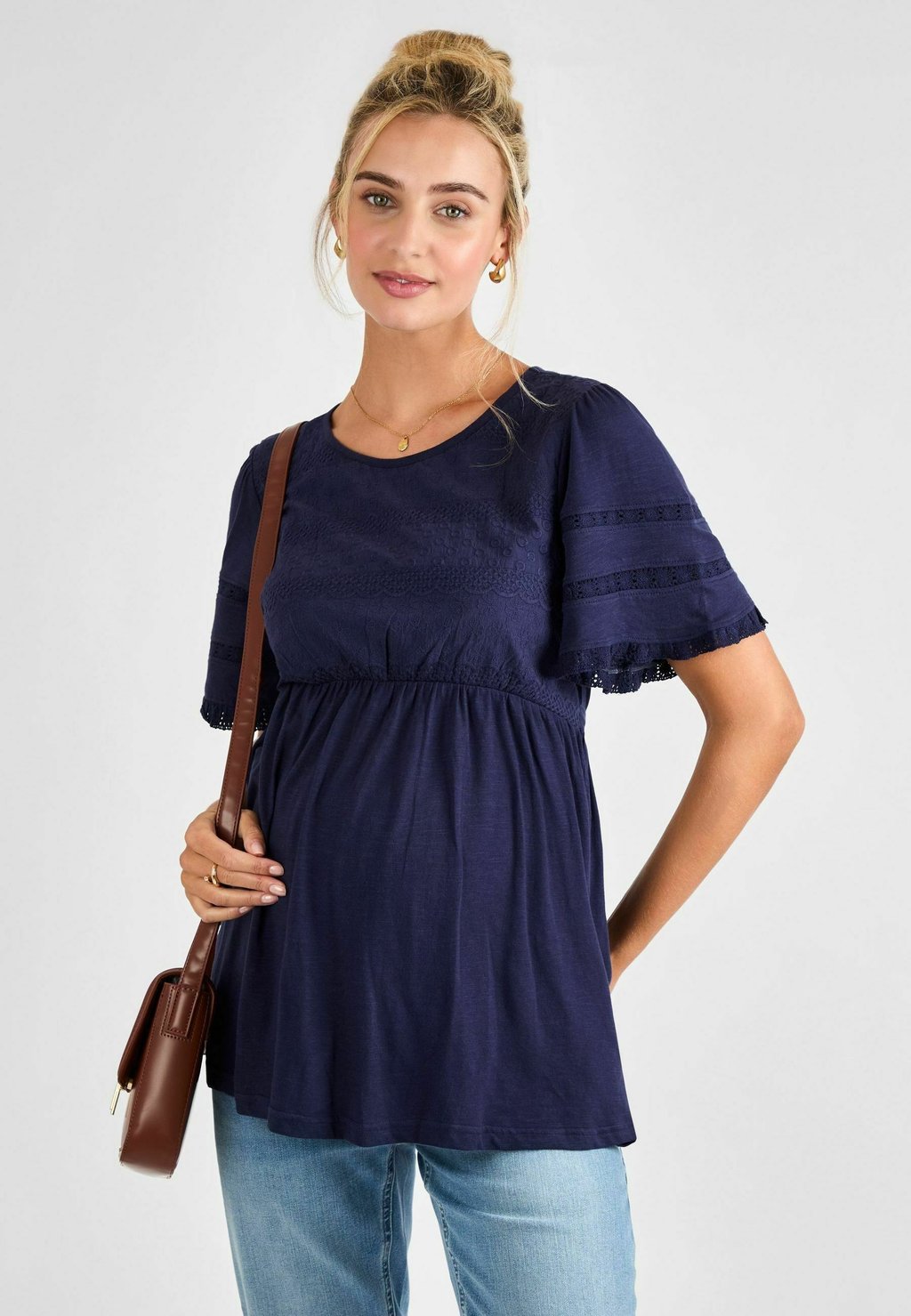 

Футболка с принтом MATERNITY FIT - BRODERIE TRIM JoJo Maman Bébé, синий