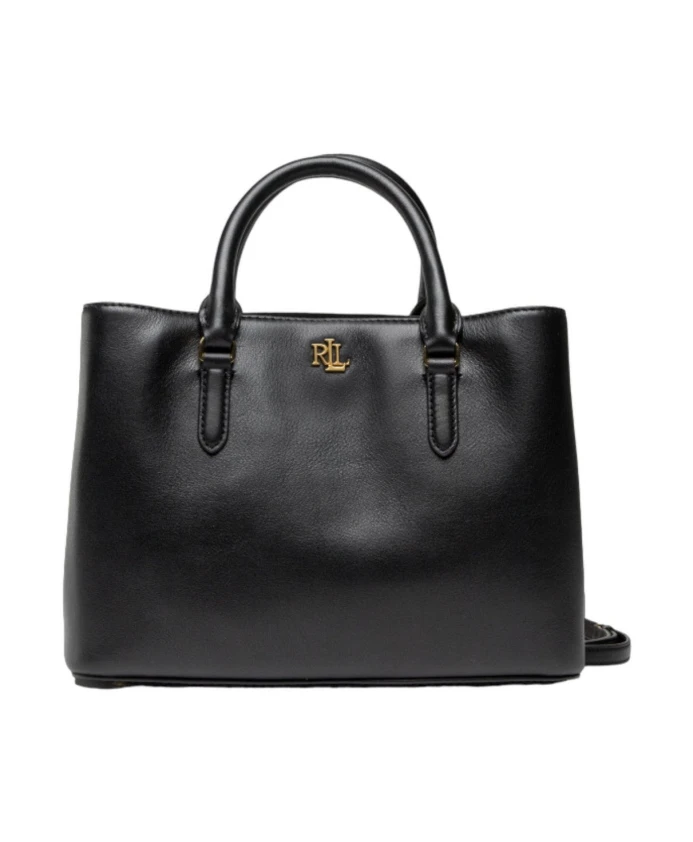 

Кожаная сумочка с металлическим логотипом Ralph Lauren, черный