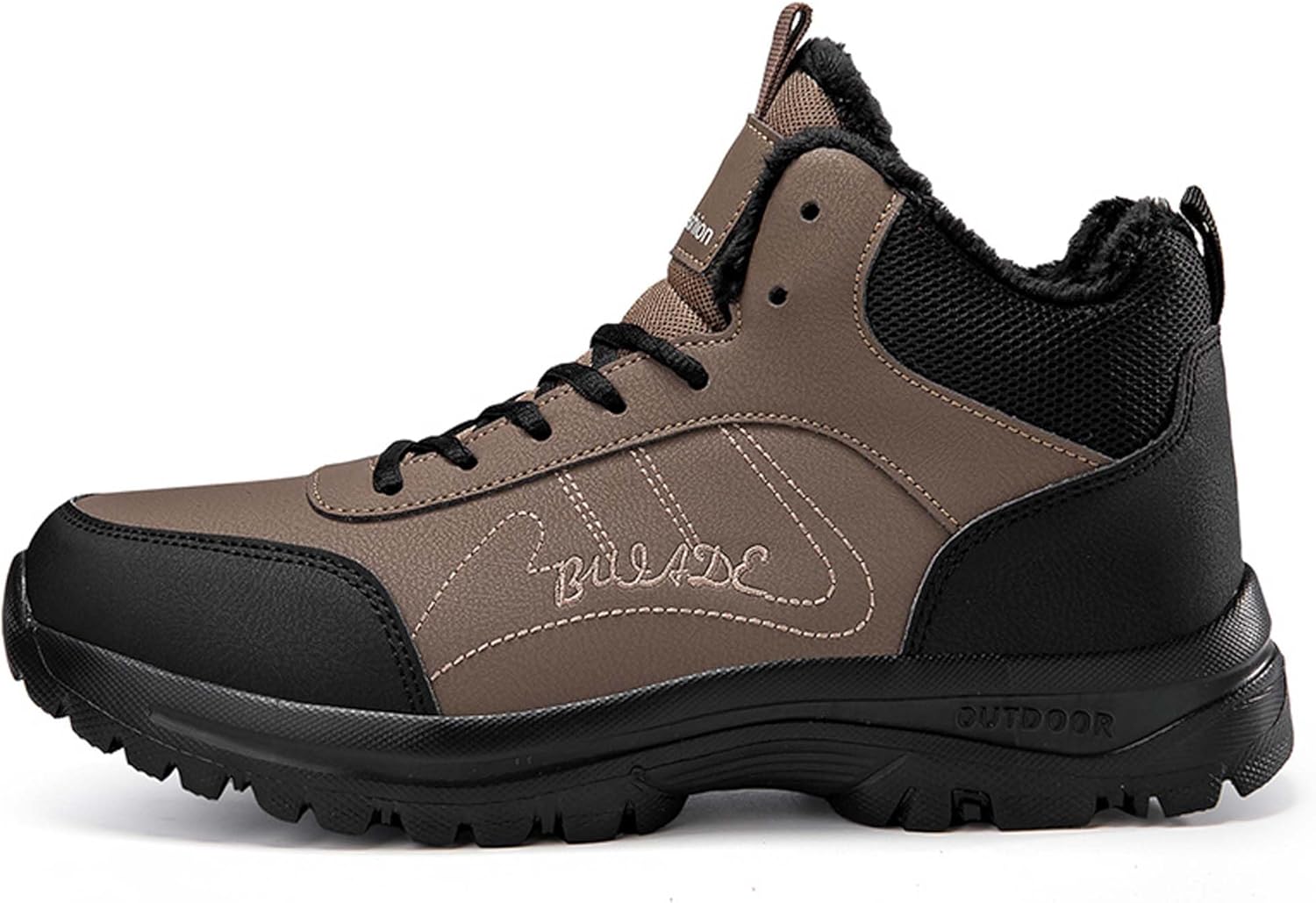 

Бархатные мужские высокие легкие спортивные кроссовки, противоскользящие зимние туристические ботинки Generic, темно-коричневый