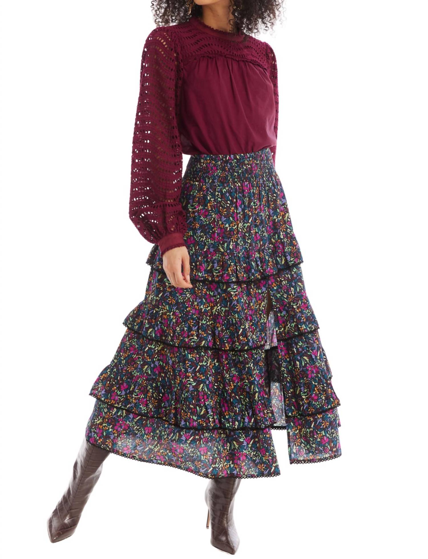 

Юбка-миди Savannah с мелким цветочным принтом ALLISON NEW YORK, цвет ditsy floral