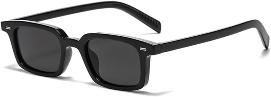 

Модные маленькие прямоугольные солнцезащитные очки для женщин, конфетные оттенки, защита от УФ-излучения UV400, ретро-стиль, заклепки, для мужчин в стиле панк UUPTTPL, Black Grey