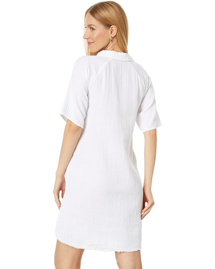 

Платье Mod-o-doc Double Layer Gauze Half Raglan Sleeve Henley Dress, белый