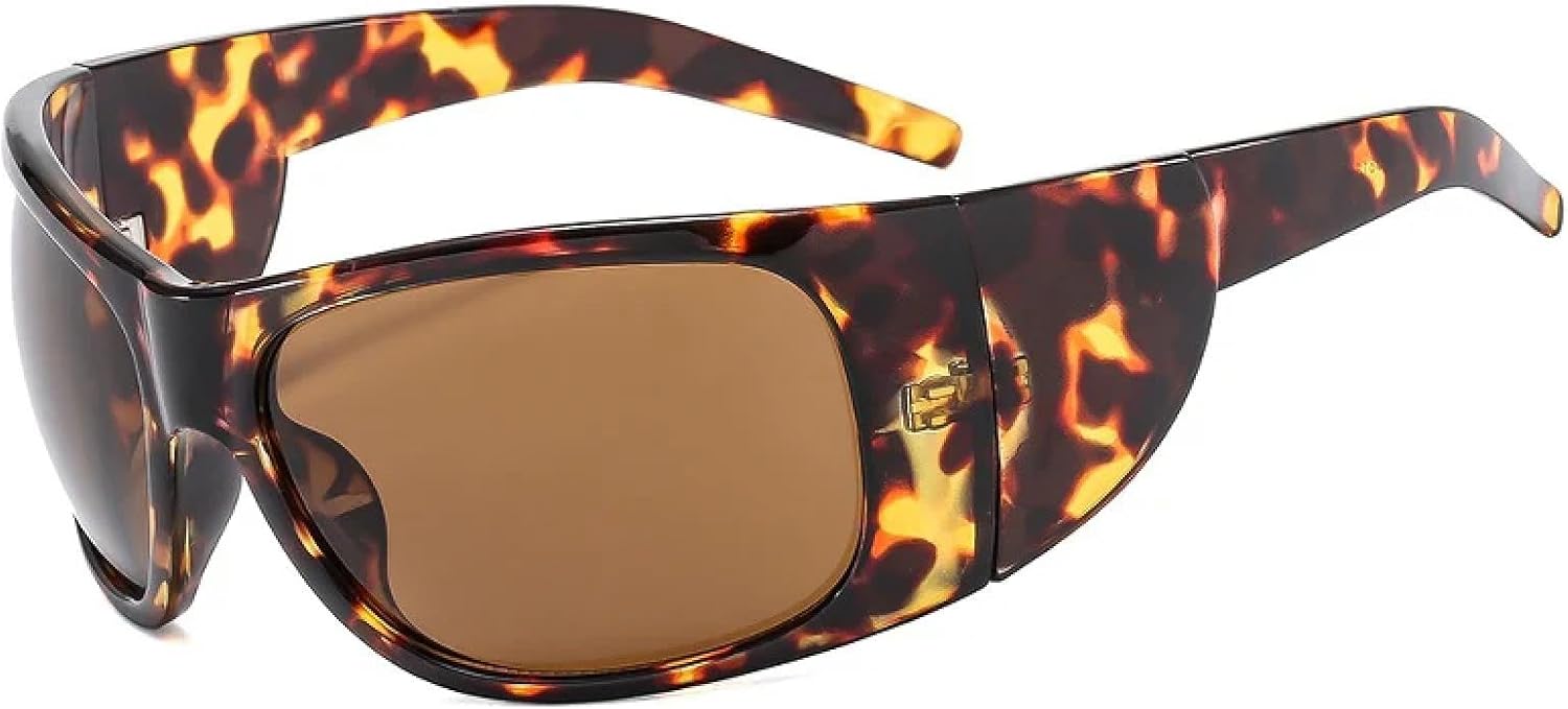 

Модные солнцезащитные очки большого размера с обтекаемой формой для женщин, в стиле ретро-панк, для мужчин, спортивные очки с защитой от УФ-излучения UV400 TKKTLLT, C3