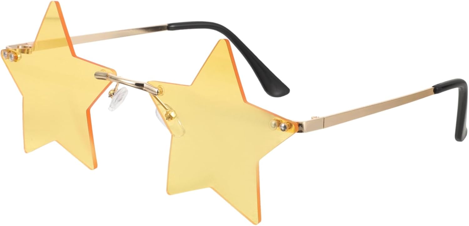 

Солнцезащитные очки BESTYASH Star без оправы с УФ-линзами для женщин, идеально подходят для пляжных вечеринок, имеют легкую безрамочную конструкцию и отлично смотрятся на фестивалях и в повседневной жизни, Golden