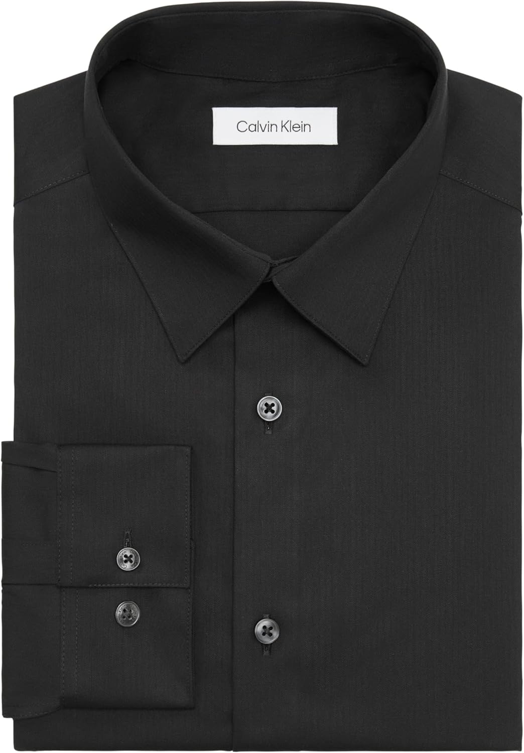 Мужская рубашка Calvin Klein Slim Fit с рисунком «елочка» без желтизны, Black — фото 3