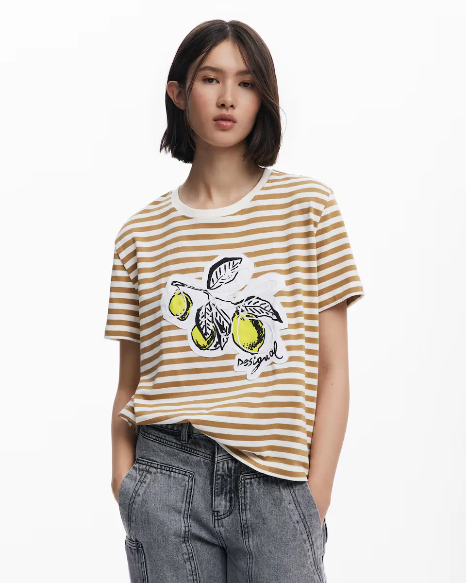 

Женская футболка с полосатым принтом Desigual, белый