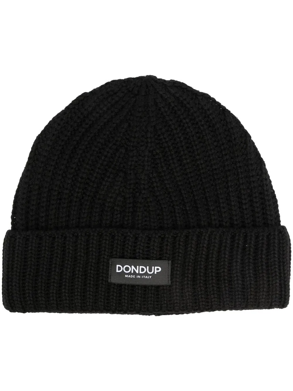 

Шапка бини в рубчик с нашивкой-логотипом DONDUP, черный
