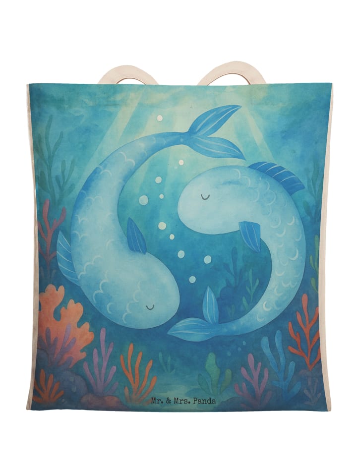 

Mr. & Mrs. Panda Сумка-шоппер с изображением знака зодиака Рыбы, без слогана, белого цвета