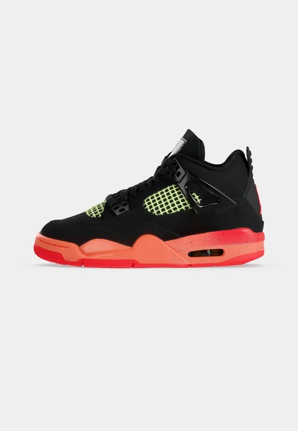 Кроссовки высокие Jordan Air 4 Retro High Top, черный/инфракрасный яркий манго/едва вольт/белый — фото 2