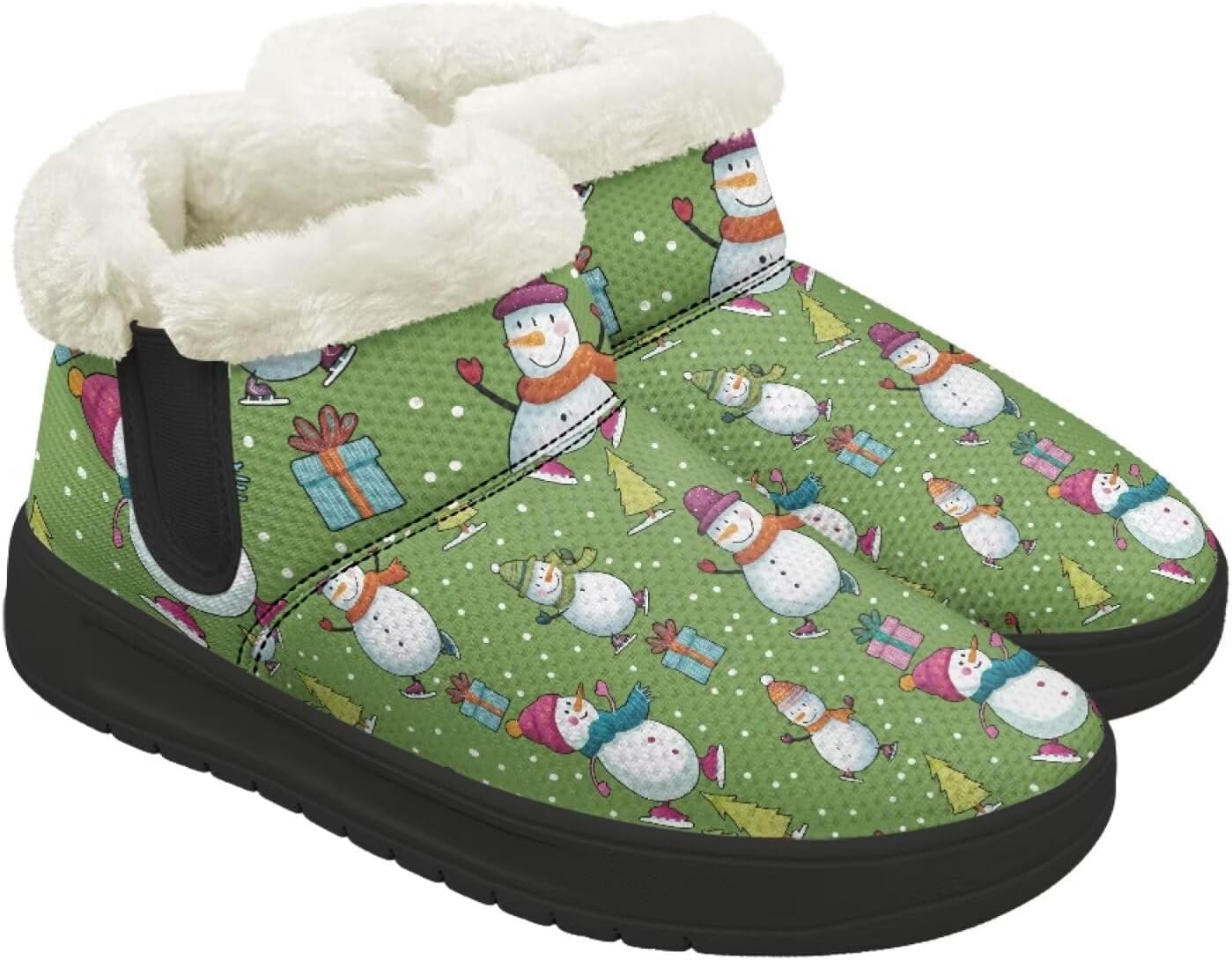 

Рождественские ботинки Forchrinse для женщин и мужчин, зимние пушистые снежные ботильоны, удобные теплые короткие ботинки для прогулок, Snowman