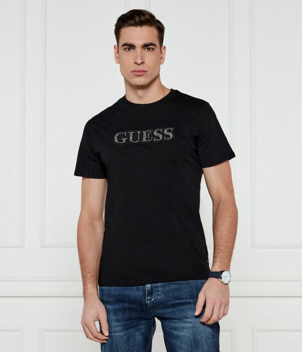 

Футболка Guess Jeans с декорированным логотипом, черный