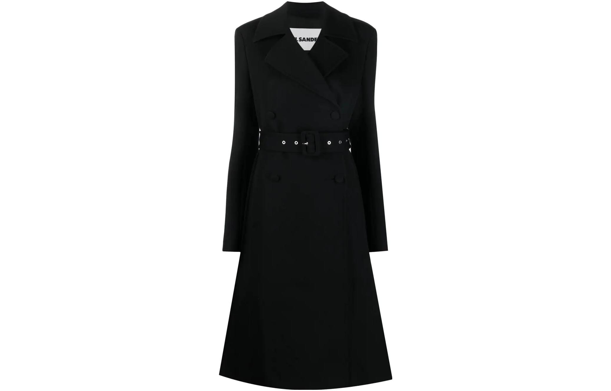 

JIL SANDER Однобортное пальто с поясом, Black