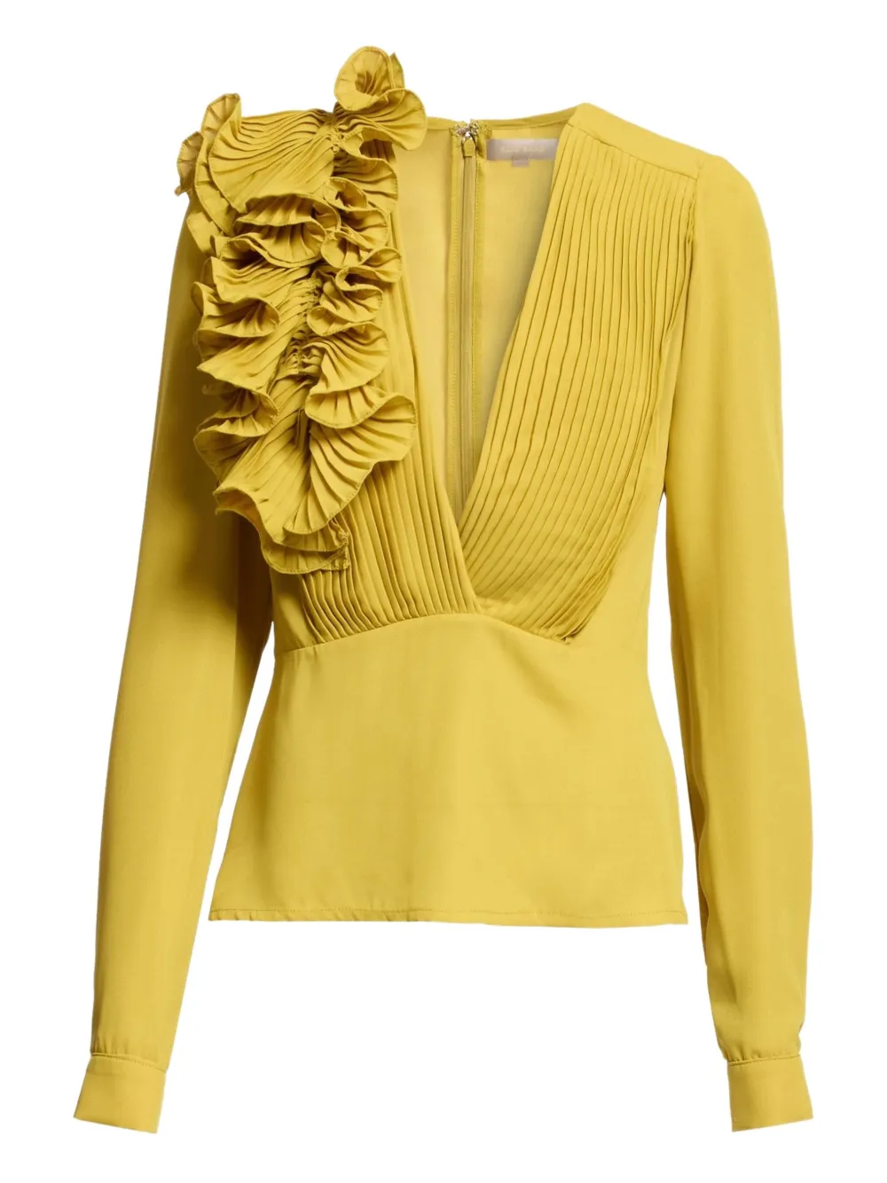 

Плиссированная блузка из шифона Elie Saab, желтый