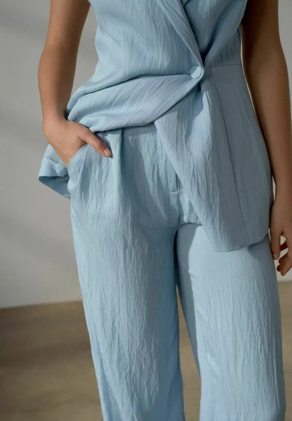 Брюки укороченного кроя с широкими штанинами Next, Light Blue — фото 4
