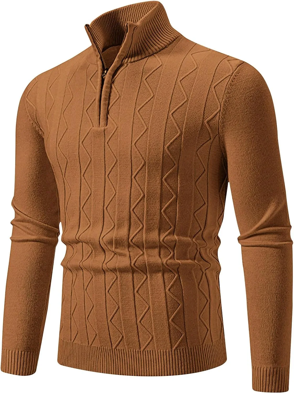 

Мужской свитер поло с кабельной вязкой Slim Fit