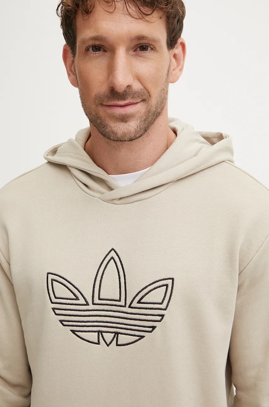 Хлопковая толстовка Outline Hoodie Adidas Originals, бежевый — фото 4