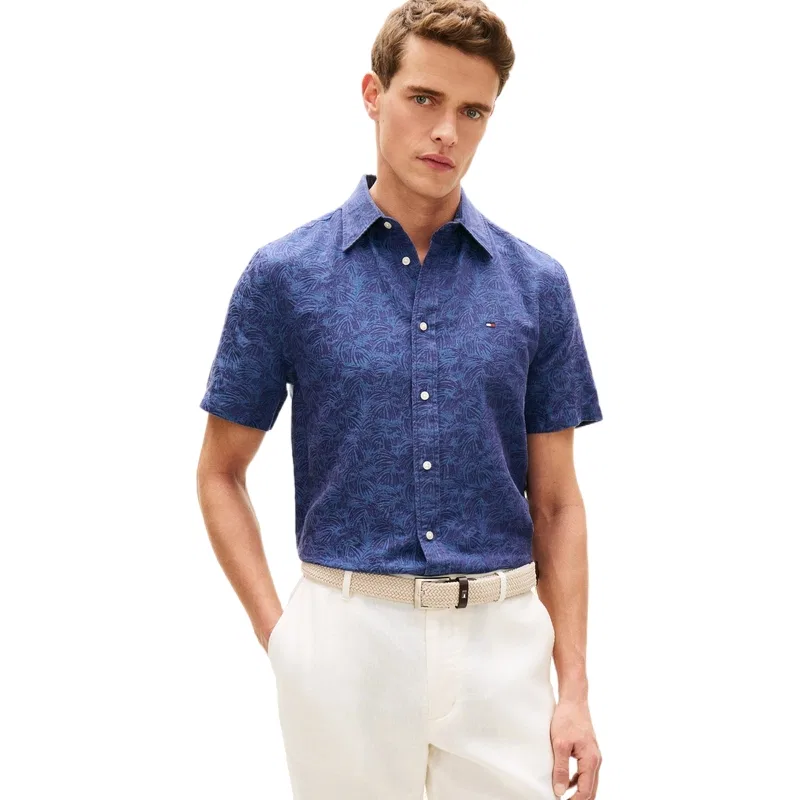 Рубашка мужская Navy Blue 0GY, отложной воротник, умеренная посадка Tommy Hilfiger — фото 4