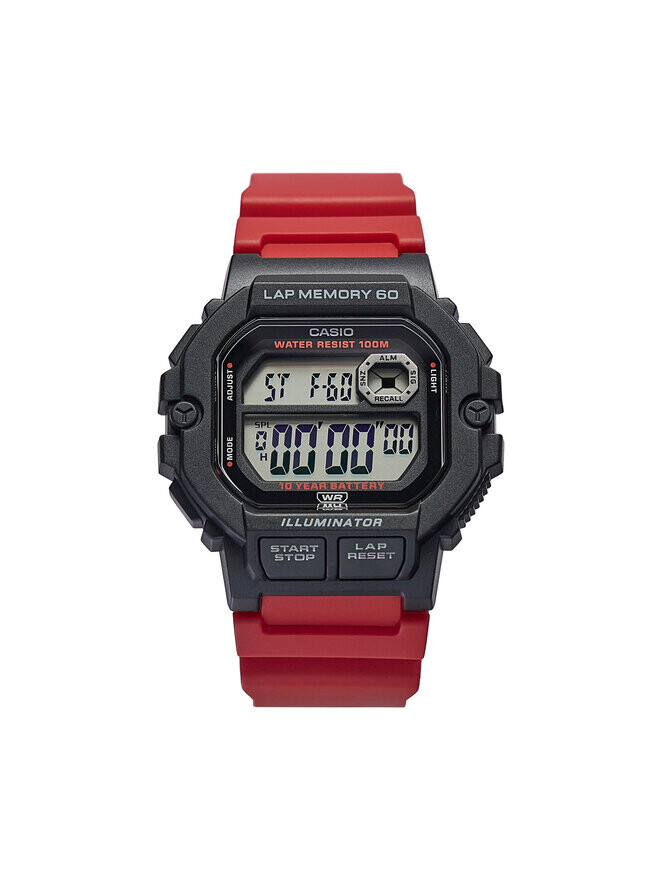 

Часы WS-1400H-4AVEF Casio, красный/черный