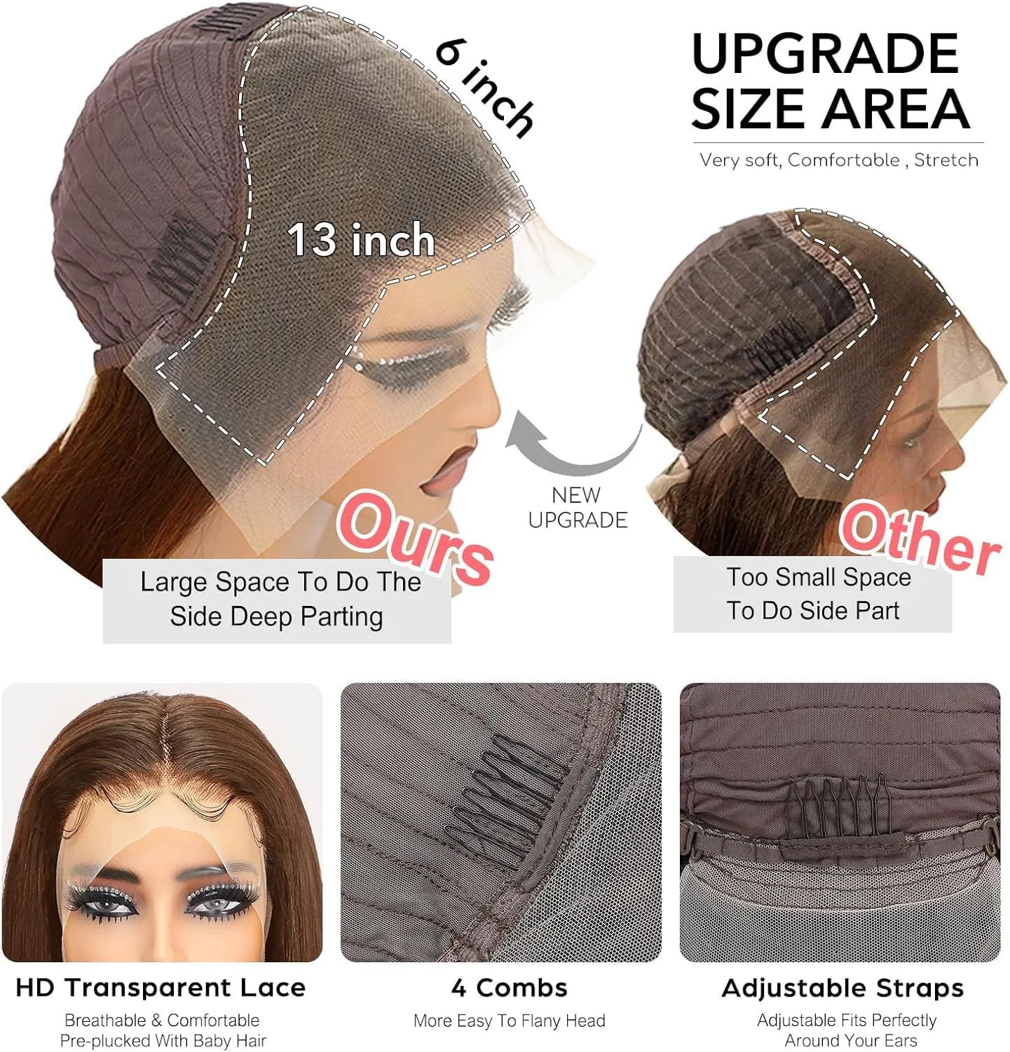 Женский парик из натуральных волос «Body Wave Glueless» от Bresilienne Alionly, Chocolate Brown — фото 3